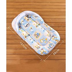 Babyhug Cotton Mosquito Net With Mattress Printed - Blue