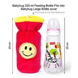 Babyhug Velour Plush Bottle Cover Strawberry Motif Large - Fits upto 330 ml