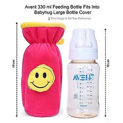 Babyhug Velour Plush Bottle Cover Strawberry Motif Large - Fits upto 330 ml