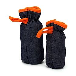 Babyhug Velour Bottle Cover Denim Bear Face Motif Set of 2 - Assorted Colours