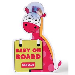 Babyhug Baby On Board Sign Giraffe - Red