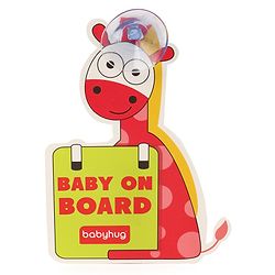 Babyhug Baby On Board Sign Giraffe - Red