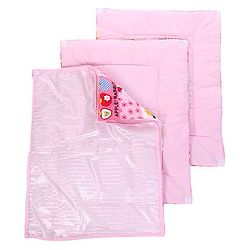 Babyhug Multi Purpose Baby Mat Apple Rabbit Print Set Of 3 (3 Mats + 1waterproof sheet)  - Pink
