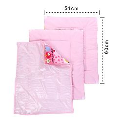Babyhug Multi Purpose Baby Mat Apple Rabbit Print Set Of 3 (3 Mats + 1waterproof sheet)  - Pink