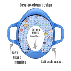 Babyhug Cushioned Potty Training Seat With Handle - Blue (Design May Vary)