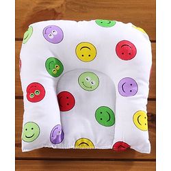 Babyhug Cotton Bedding Set with Mosquito Net Smiley Print - White Base