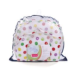 Babyhug Cotton Bedding Set with Mosquito Net Smiley Print - White Base