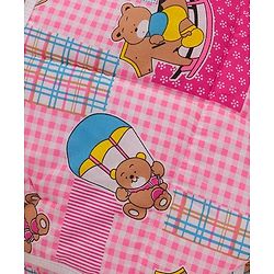 Babyhug Hooded Quilted Wrapper Teddy Bear Print - Pink