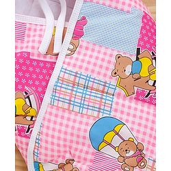 Babyhug Hooded Quilted Wrapper Teddy Bear Print - Pink