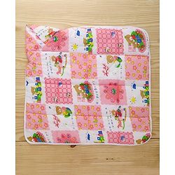 Babyhug Hooded Quilted Wrapper Happy Bear Print - Pink