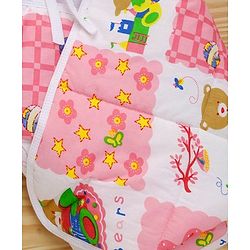 Babyhug Hooded Quilted Wrapper Happy Bear Print - Pink