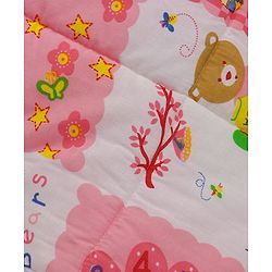 Babyhug Hooded Quilted Wrapper Happy Bear Print - Pink
