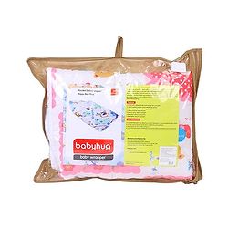 Babyhug Hooded Quilted Wrapper Happy Bear Print - Pink