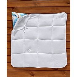 Babyhug Hooded Quilted Wrapper Happy Bear Print - Sky Blue