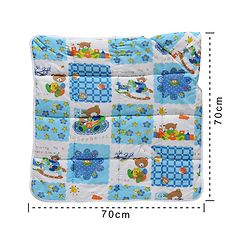 Babyhug Hooded Quilted Wrapper Happy Bear Print - Sky Blue