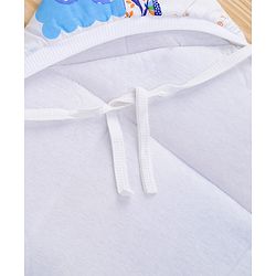 Babyhug Hooded Quilted Wrapper Happy Bear Print - Sky Blue