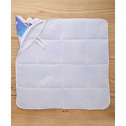 Babyhug Hooded Quilted Wrapper Happy Bear Print - Sky Blue