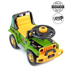 Babyhug Jungle Safari Foot To Floor Ride-On  - Green & Yellow