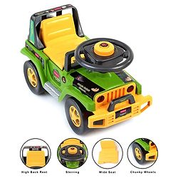 Babyhug Jungle Safari Foot To Floor Ride-On  - Green & Yellow