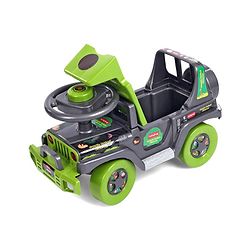 Babyhug Jungle Safari Foot To Floor Ride-On - Grey & Green