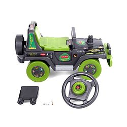 Babyhug Jungle Safari Foot To Floor Ride-On - Grey & Green
