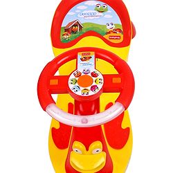 Babyhug Froggy Gyro Swing Car With Easy Steering Wheel - Yellow