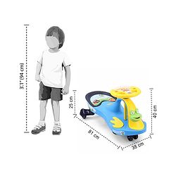 Babyhug Froggy Gyro Swing Car With Easy Steering Wheel - Blue