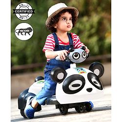 Babyhug Panda Gyro-Swing Car With Steering Wheel - Black & White