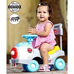 Babyhug Fun N Learn Ride-On With Storage Space & High Backrest - Yellow And Blue