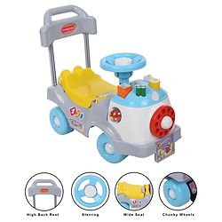 Babyhug Fun N Learn Ride-On With Storage Space & High Backrest - Yellow And Blue