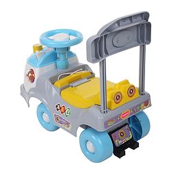 Babyhug Fun N Learn Ride-On With Storage Space & High Backrest - Yellow And Blue