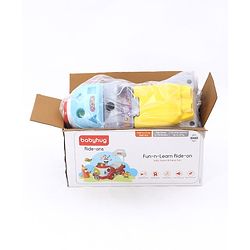 Babyhug Fun N Learn Ride-On With Storage Space & High Backrest - Yellow And Blue