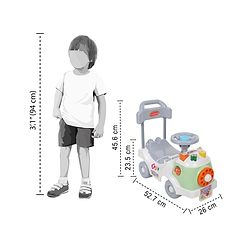 Babyhug Fun N Learn Ride-On With Storage Space & High Backrest - White Green