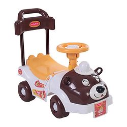 Babyhug Teddy Foot To Floor Ride-On With Steering Wheel & High Backrest - Brown