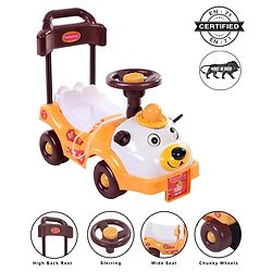 Babyhug Teddy Foot To Floor Ride-On With Steering Wheel & High Backrest - White