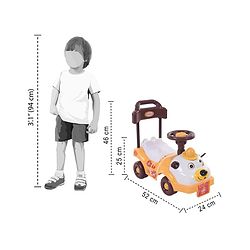 Babyhug Teddy Foot To Floor Ride-On With Steering Wheel & High Backrest - White