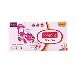 Babyhug Teddy Foot To Floor Ride-On With Steering Wheel & High Backrest - White