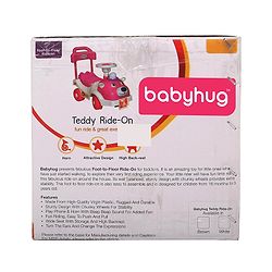 Babyhug Teddy Foot To Floor Ride-On With Steering Wheel & High Backrest - White