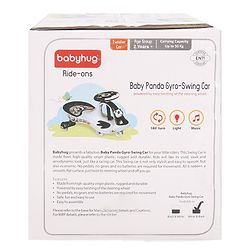 Babyhug Baby Panda Gyro Swing Car With Steering Wheel - Black & White