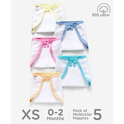 Babyhug Muslin Cloth Nappy Set of 5 Extra Small - Multicolor