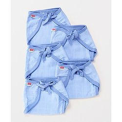 Babyhug Muslin Cloth Nappy Set of 5 Medium - Blue