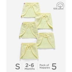 Babyhug Muslin Cloth Nappy Set of 5 Small - Lemon Yellow