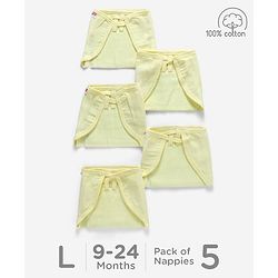 Babyhug Muslin Cloth Nappy Set of 5 Large - Lemon Yellow