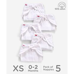 Babyhug Muslin Cloth Nappy Set of 5 Extra Small - White