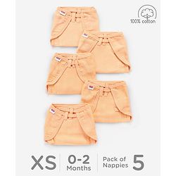 Babyhug Muslin Cloth Nappy Set of 5 Extra Small - Peach