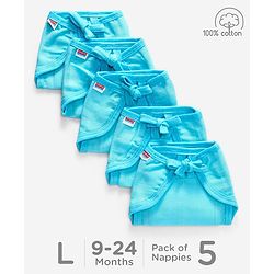 Babyhug Muslin Cloth Nappy Set of 5 Large - Aqua - Large Blue