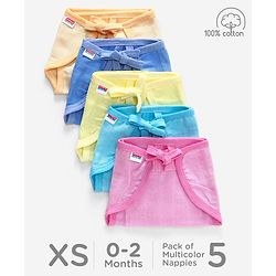 Babyhug Muslin Cloth Nappy Set of 5 Extra Small - Multicolor