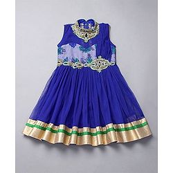 Babyhug Sleeveless Kurti Churidar With Dupatta - Blue