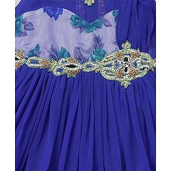 Babyhug Sleeveless Kurti Churidar With Dupatta - Blue