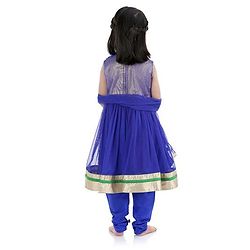 Babyhug Sleeveless Kurti Churidar With Dupatta - Blue